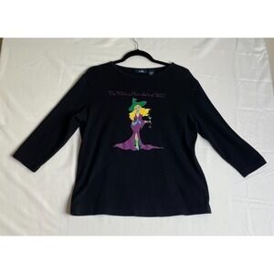 CB Causal Womens Large Halloween Top Shirt The Witching Hour Starts at 5:00